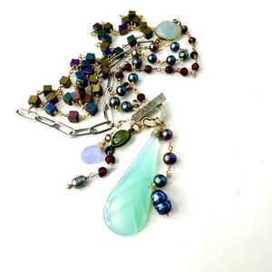 Artisan Wire Wrapped Chalcedony Pendant Necklace